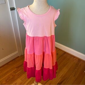 Hanna Andersson 110 or 5-6 Pink and Orange Tiered Kids Dress